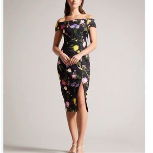 NWOT 2023 COLLECTION TED BAKER LOVEINA  BARDOT FLORALDRESS SZ US 4 OR TED 1
